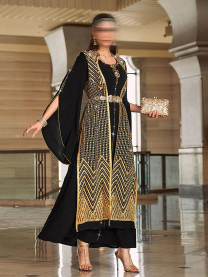 BA4036 Black Pyrite Abaya