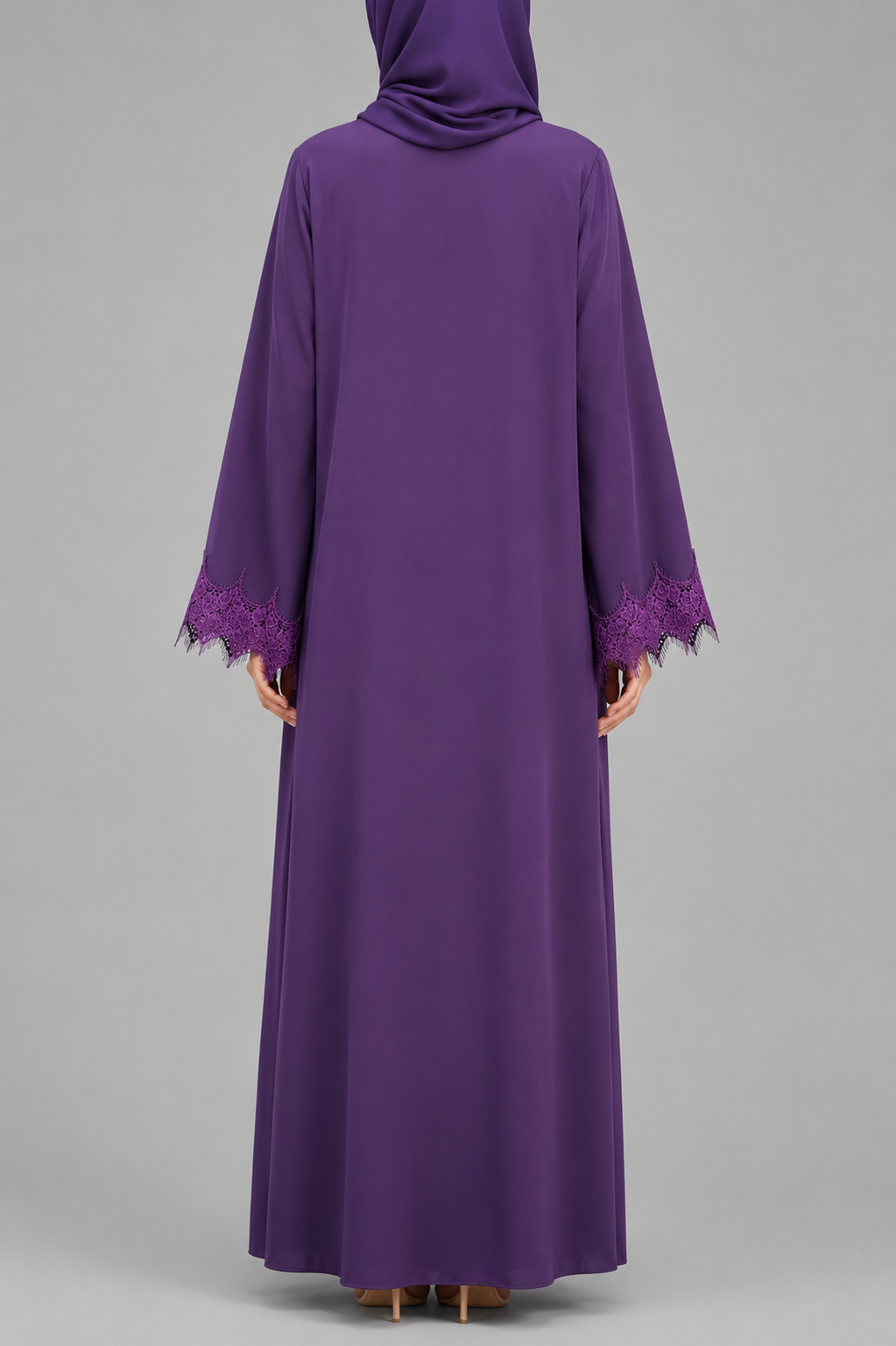 Purple fancy lace abaya