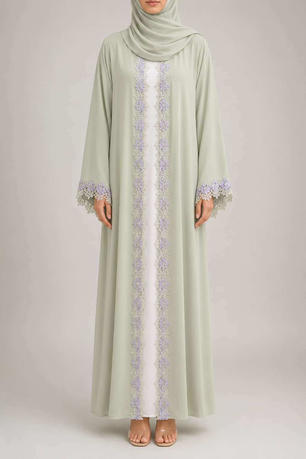 Celeste Mint lace abaya