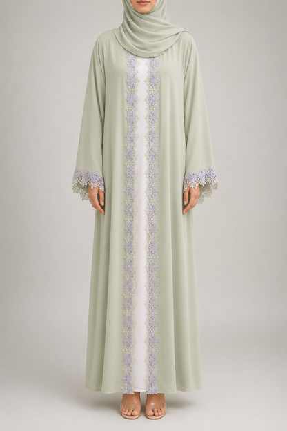 Celeste Mint lace abaya