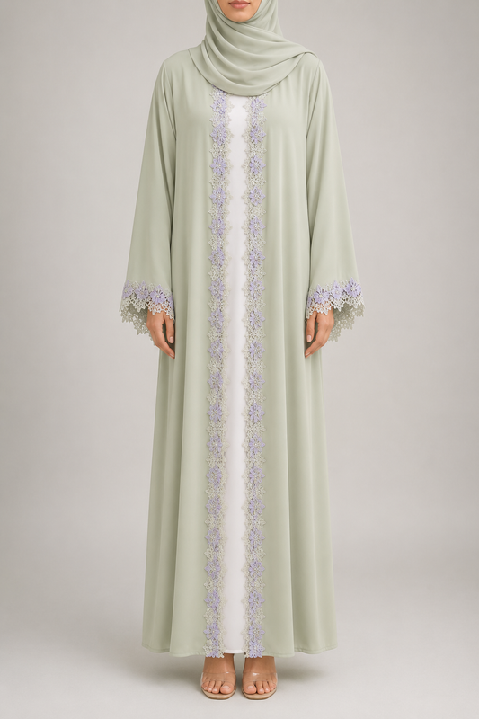 Celeste Mint lace abaya