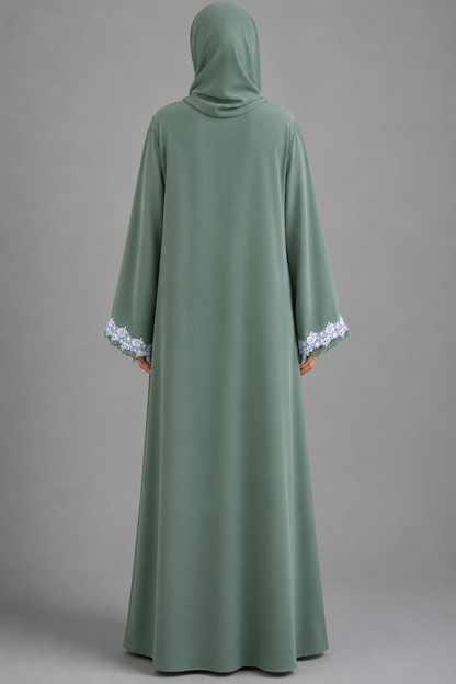 Teal Fancy lace abaya