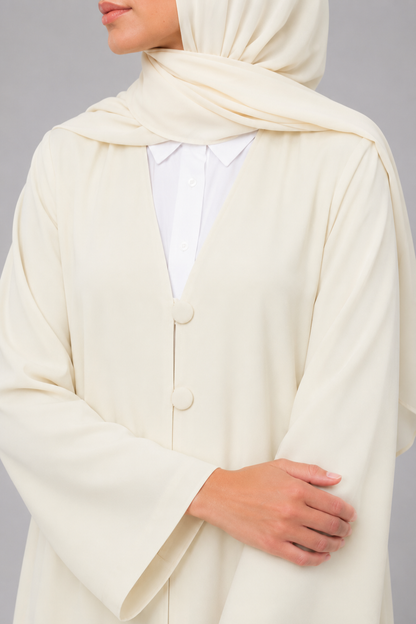 Butter yellow button abaya