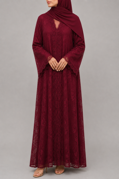 Maroon Sheer abaya