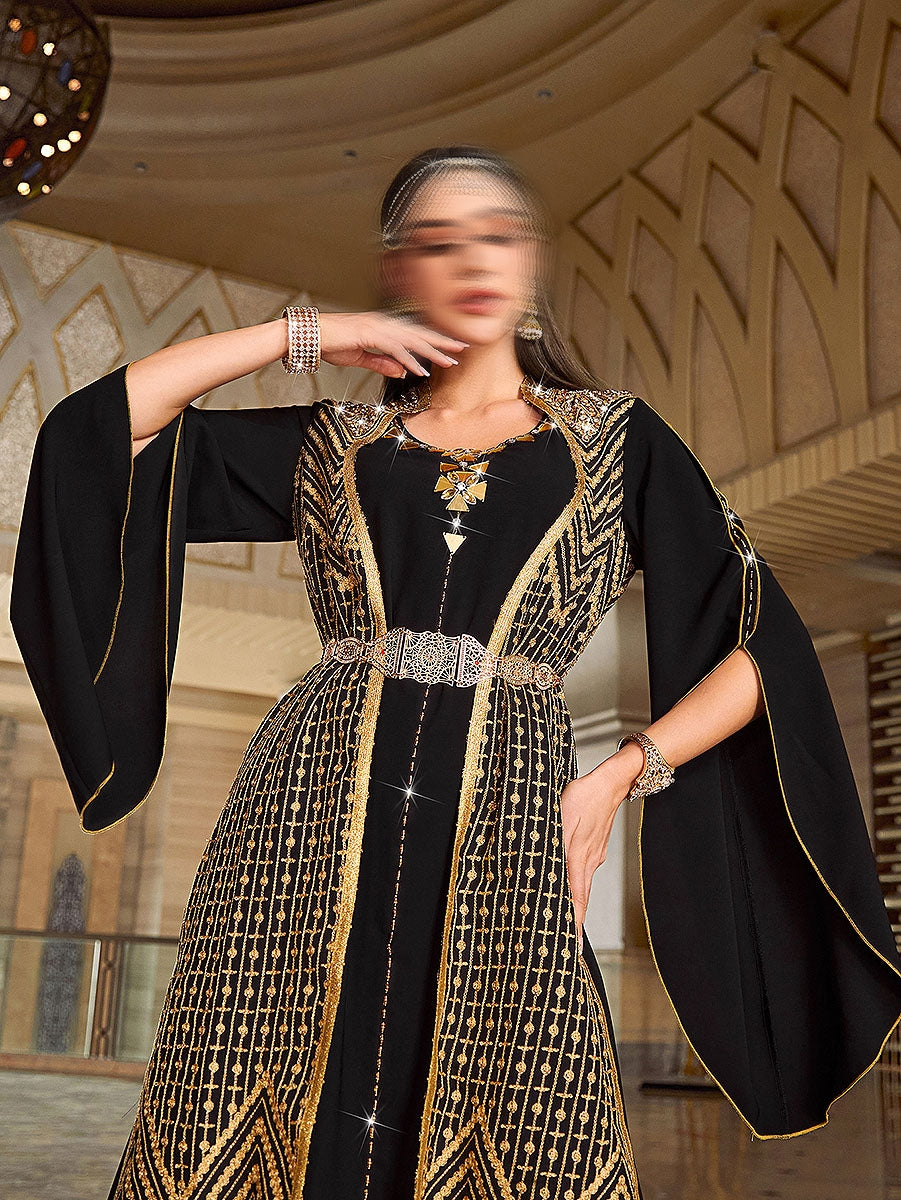 BA4036 Black Pyrite Abaya