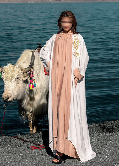 BA5198 White Oasis Pearl Abaya