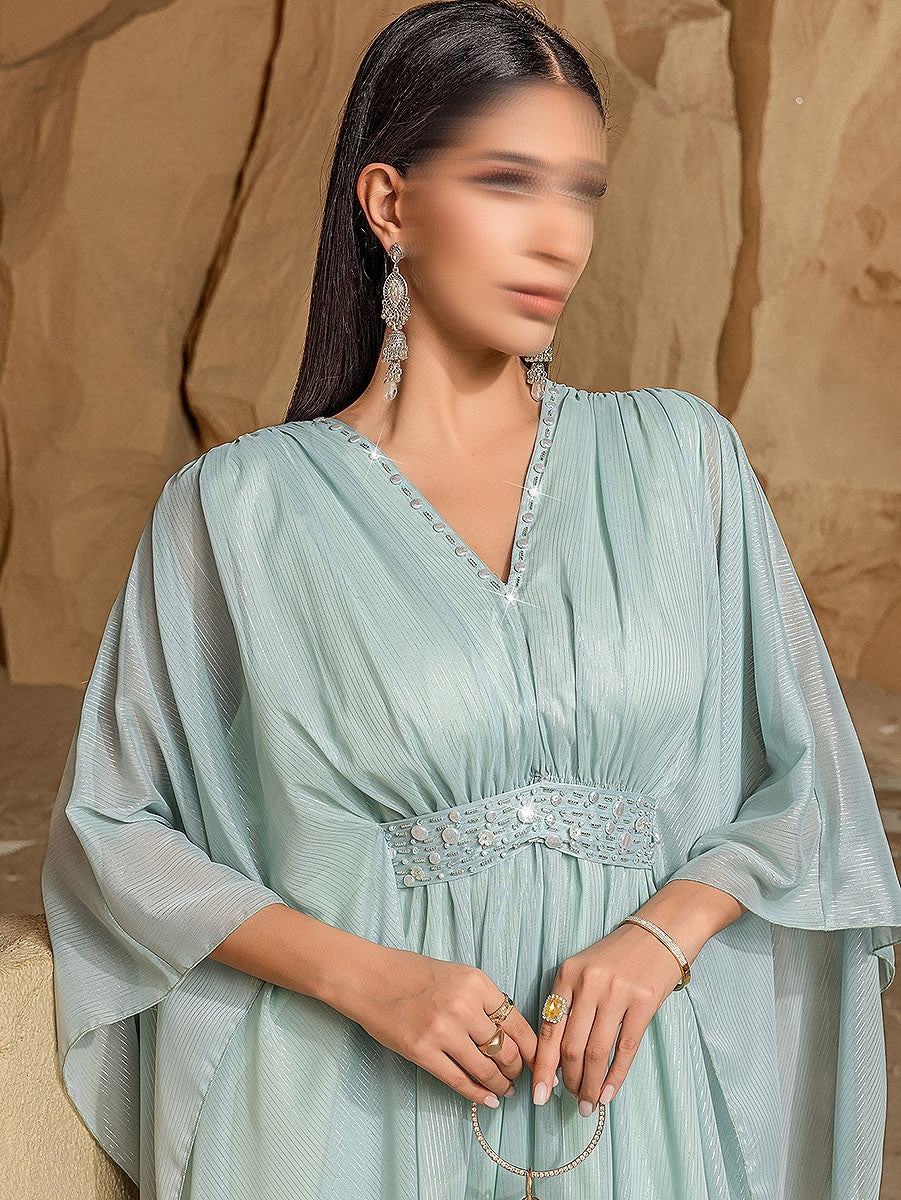 BA5037 Green Drape Kaftan