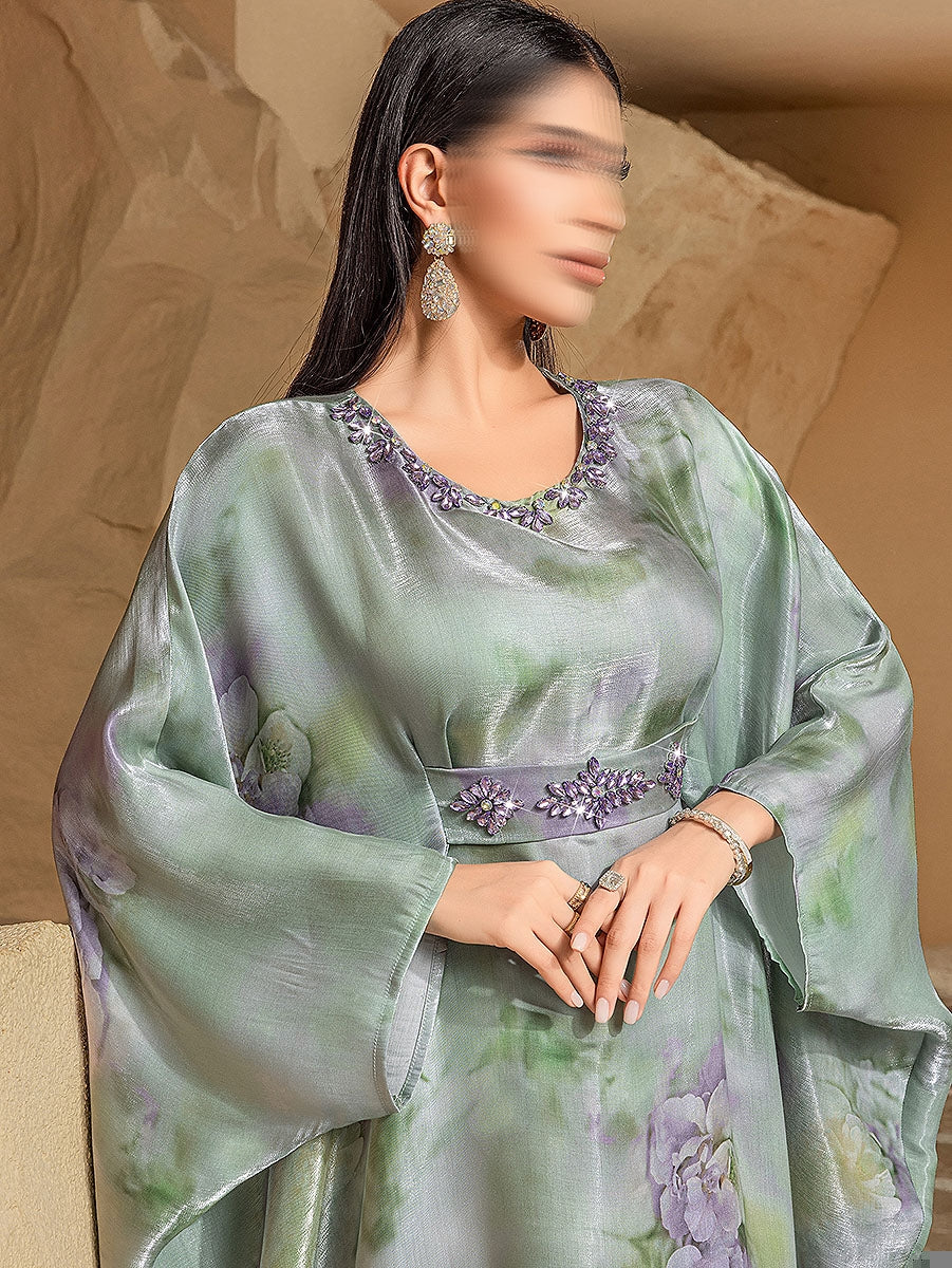 BA5127 Green Wisteria Kaftan