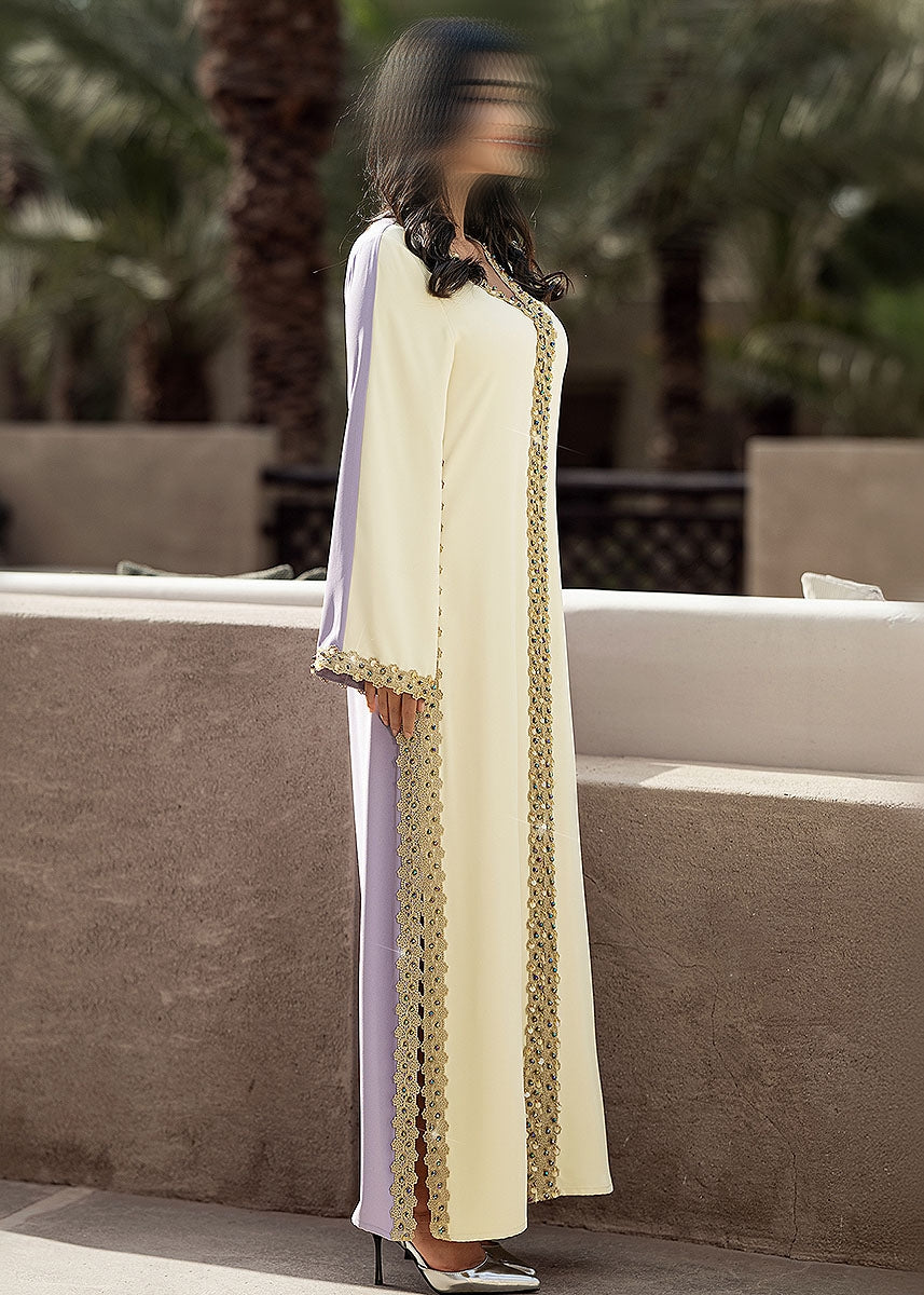 BA6041 Beige Amethyst Abaya