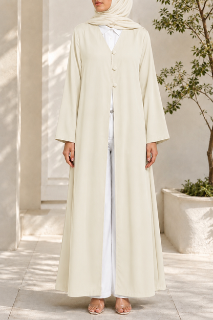 Butter yellow button abaya
