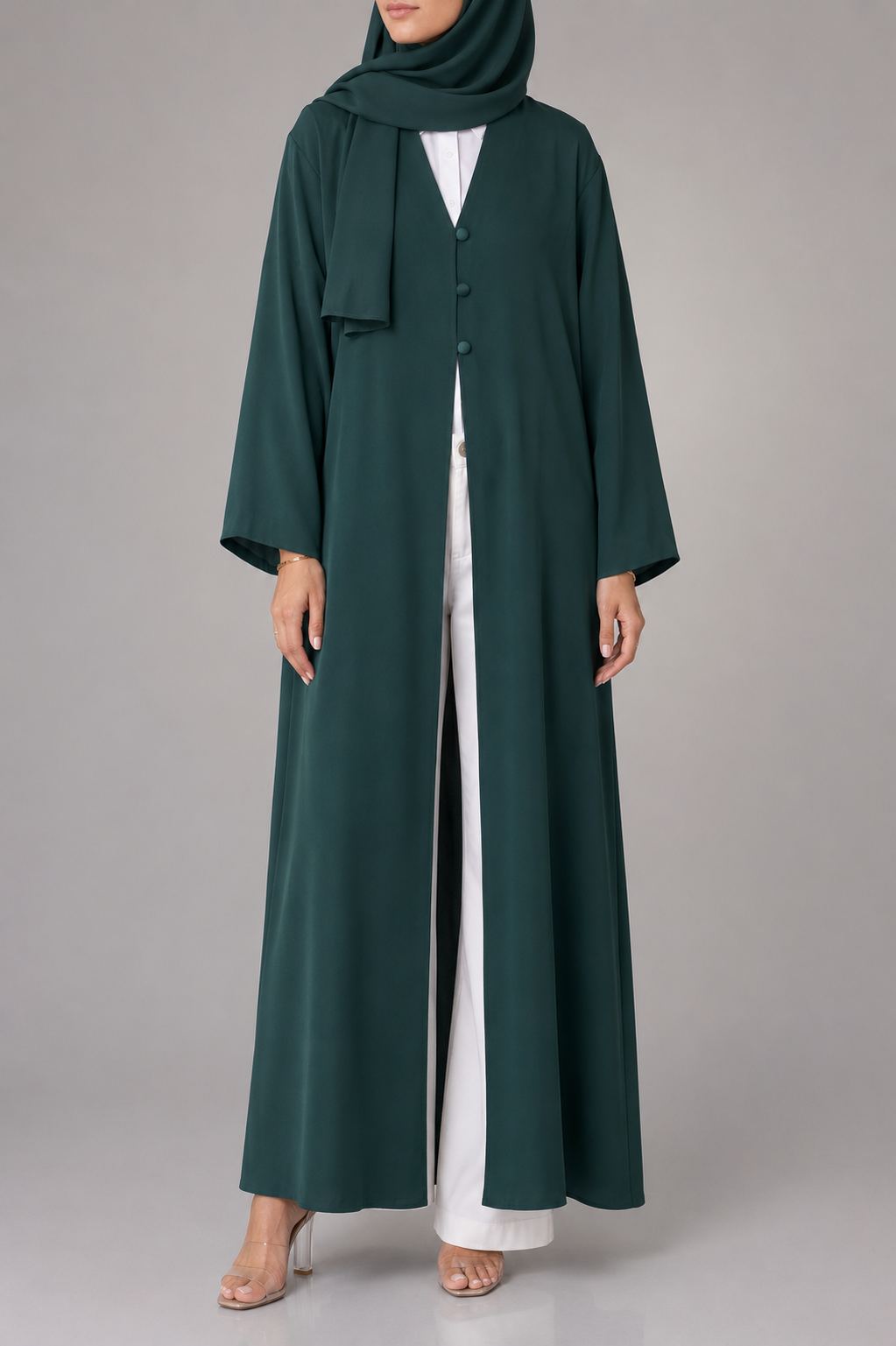Emerald Green button abaya
