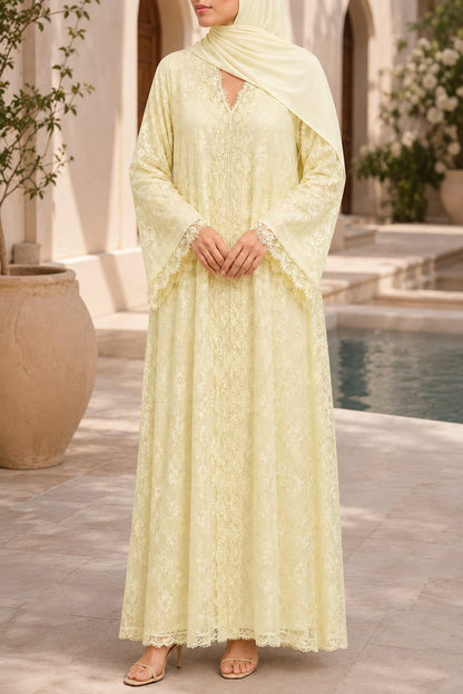 Butter Yellow Sheer abaya