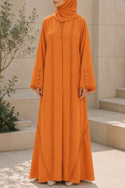 Orange Symphony Lace Abaya