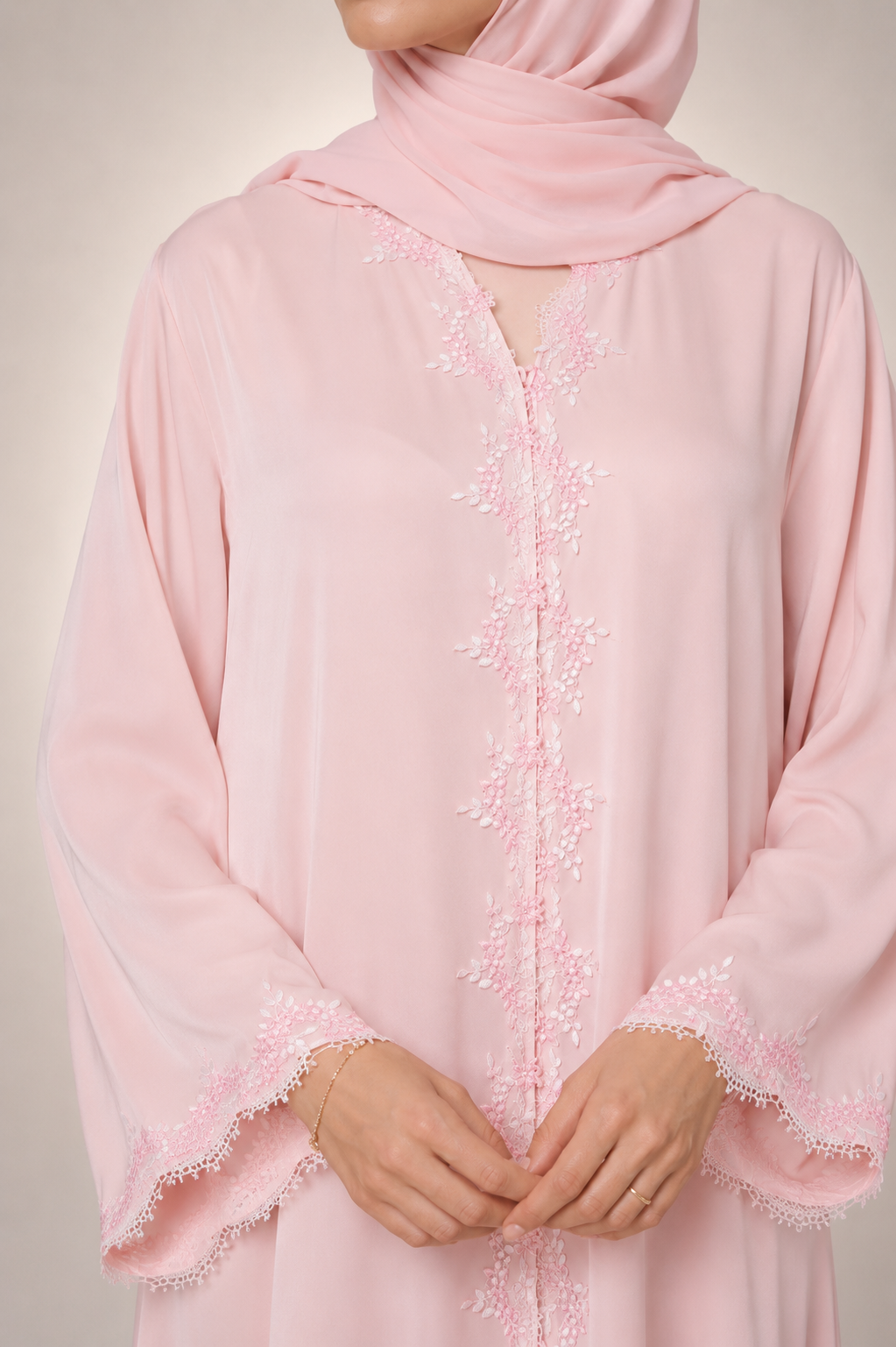 Pink Lace Abaya