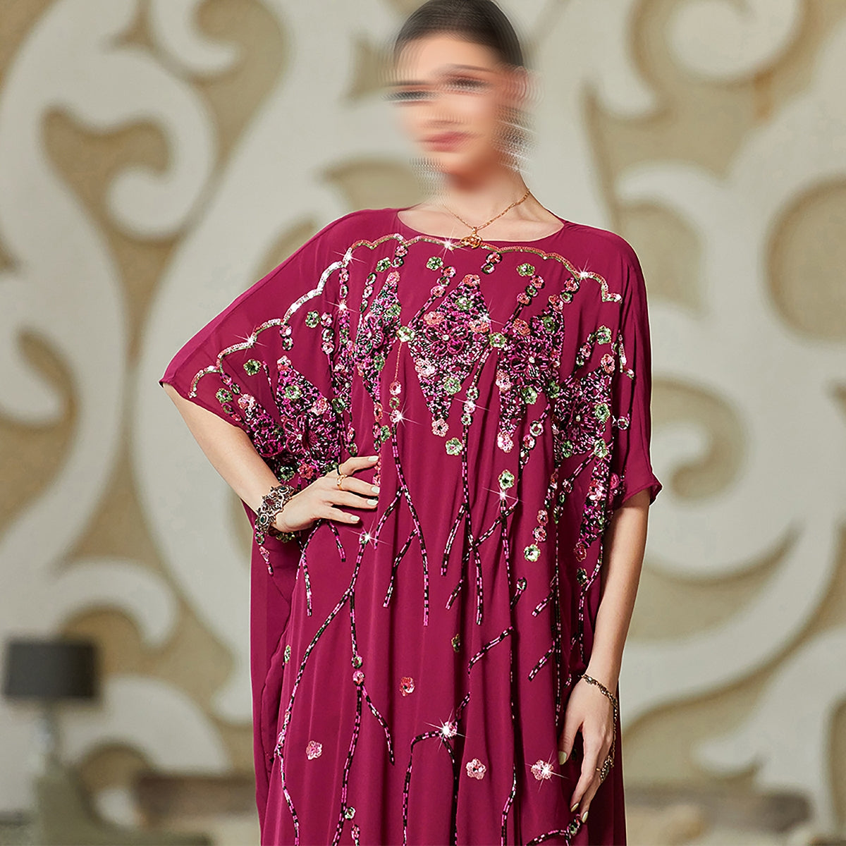 BA3162 Red Coruscate Kaftan