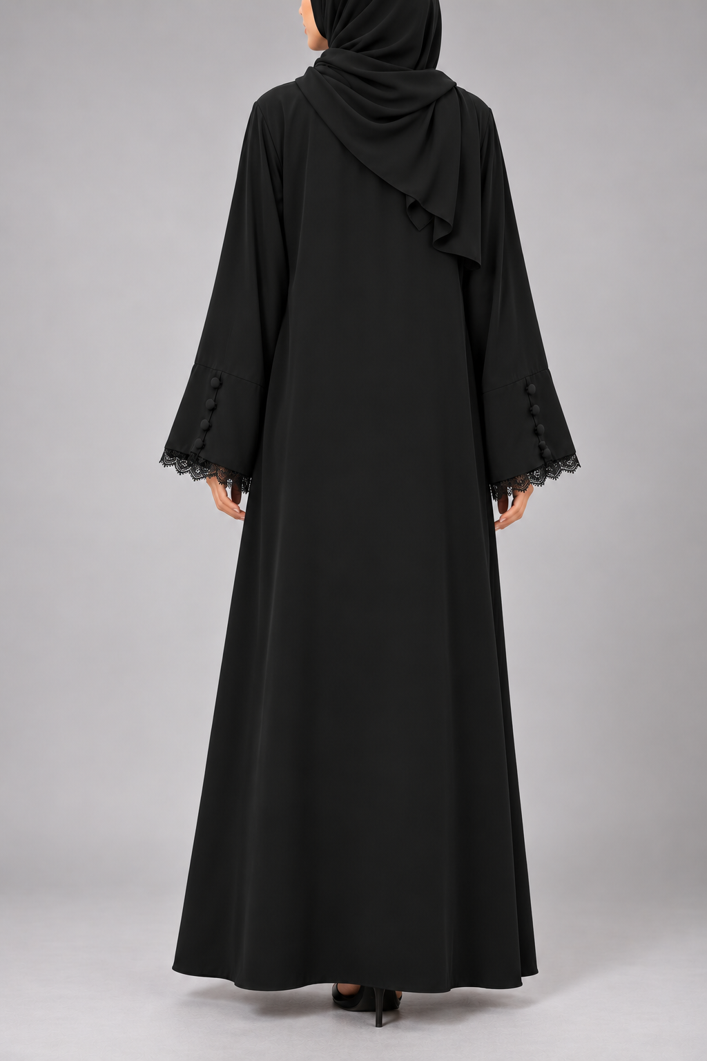 Black Symphony Lace Abaya