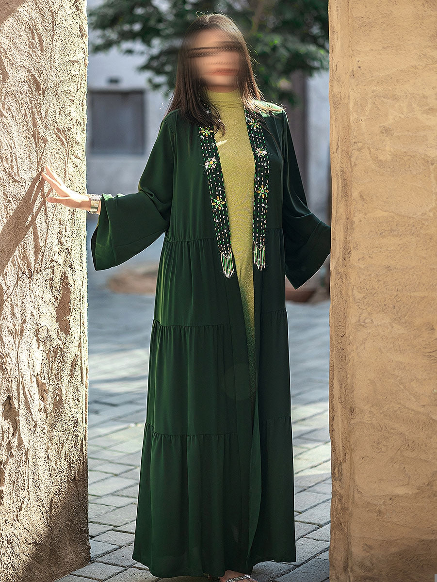 BA4079 Green Idyllic Abaya