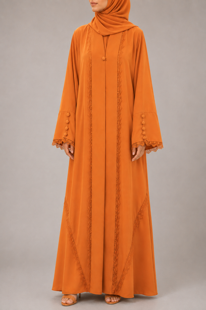 Orange Symphony Lace Abaya