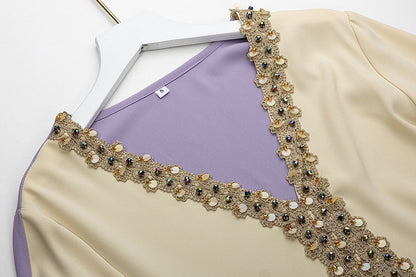 BA6041 Beige Amethyst Abaya