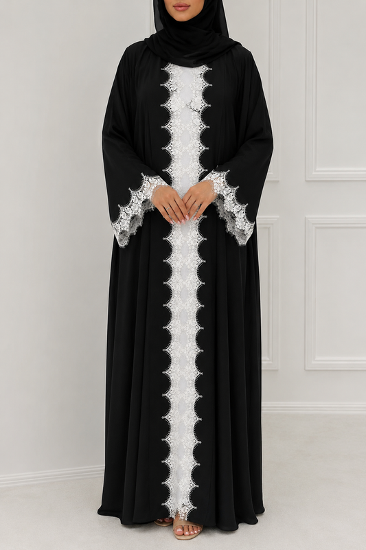 Haya Noir lace abaya