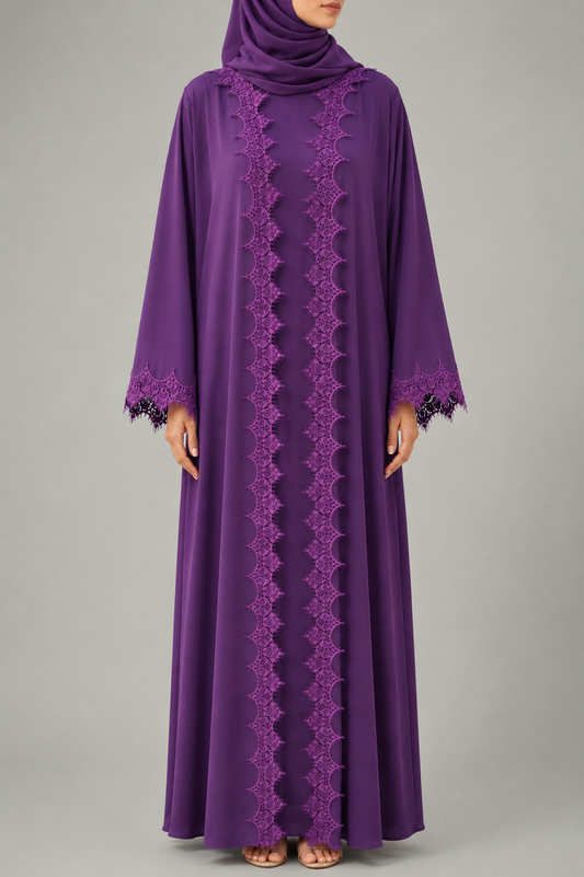 Purple fancy lace abaya