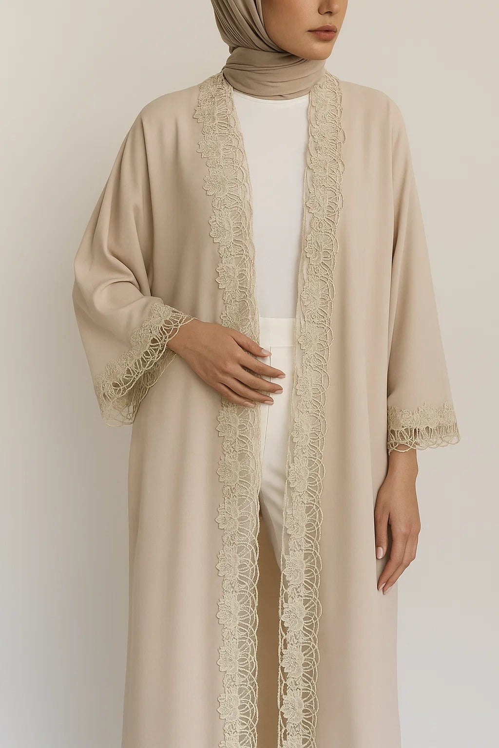 Skin fancy lace abaya