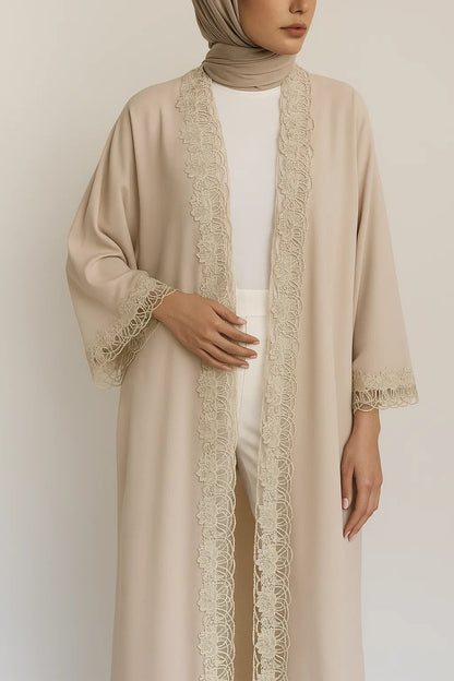 Skin fancy lace abaya
