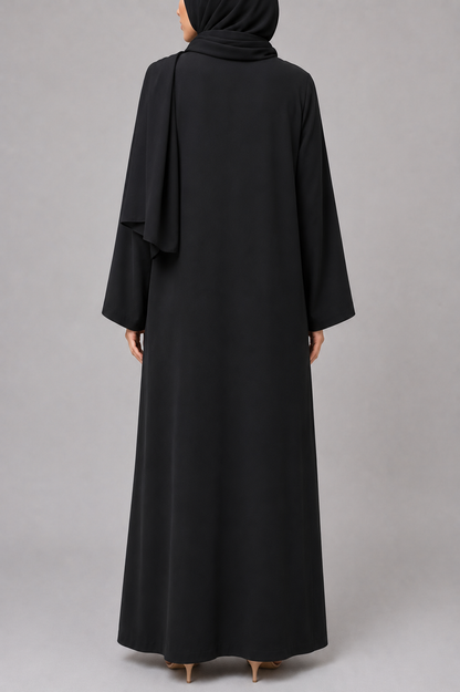 Black button abaya