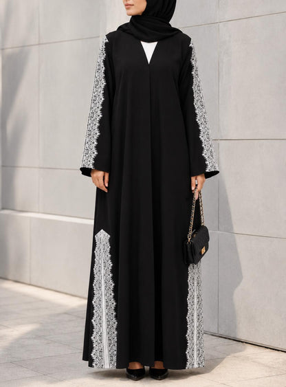 Noir lace abaya S19M