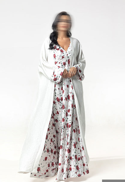 BA5101 White Scarlet Abaya