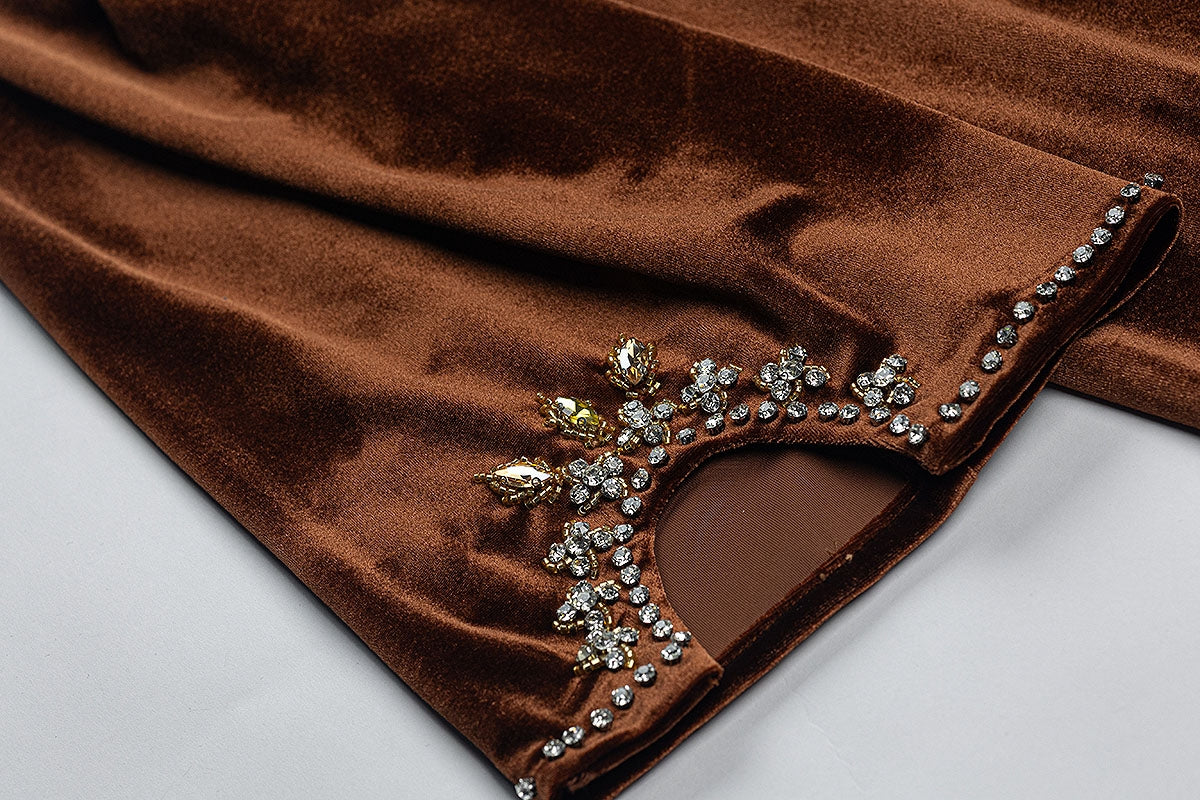BA6084 Brown Gilded Dress