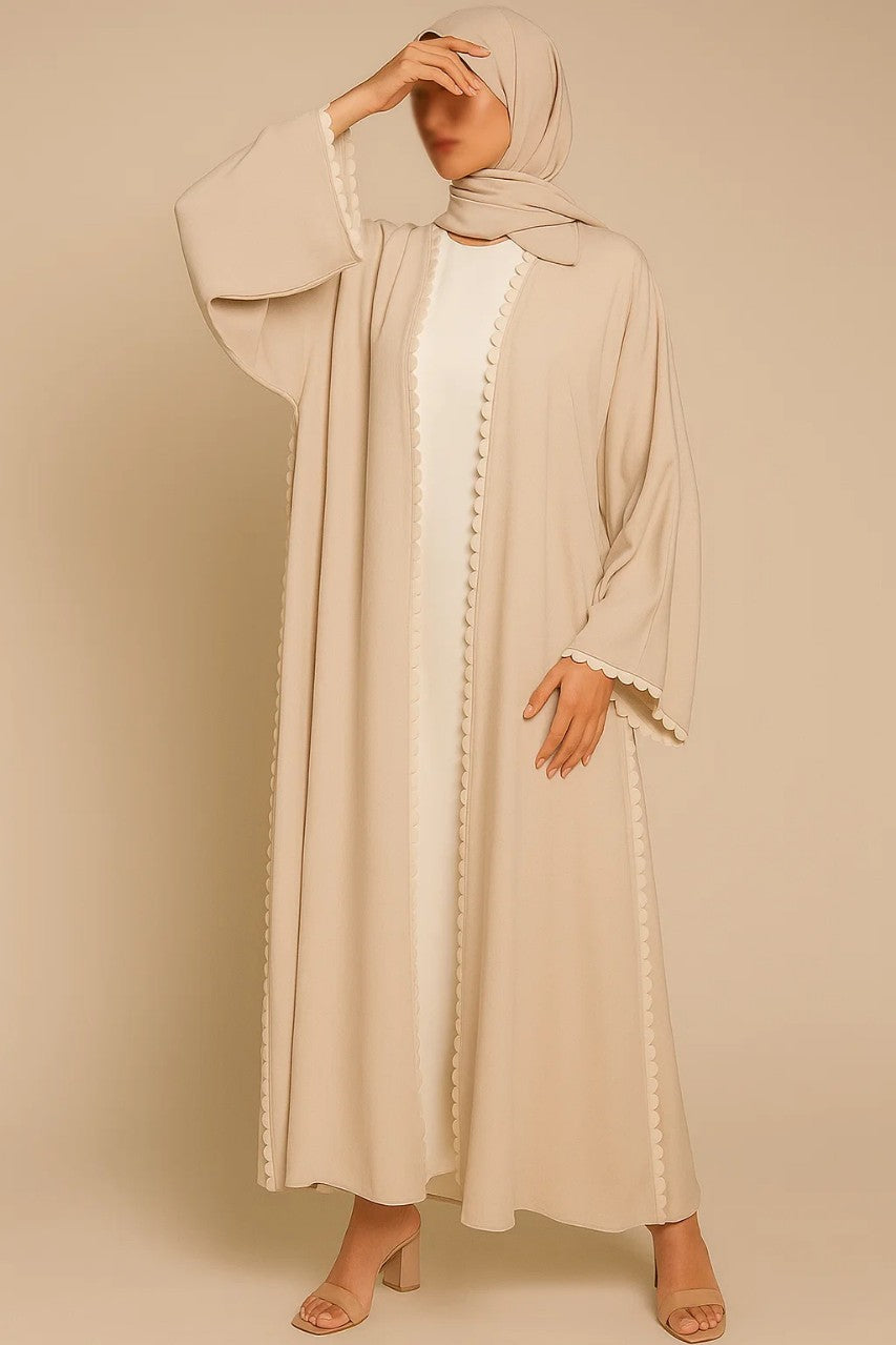 Beige Scallop Abaya
