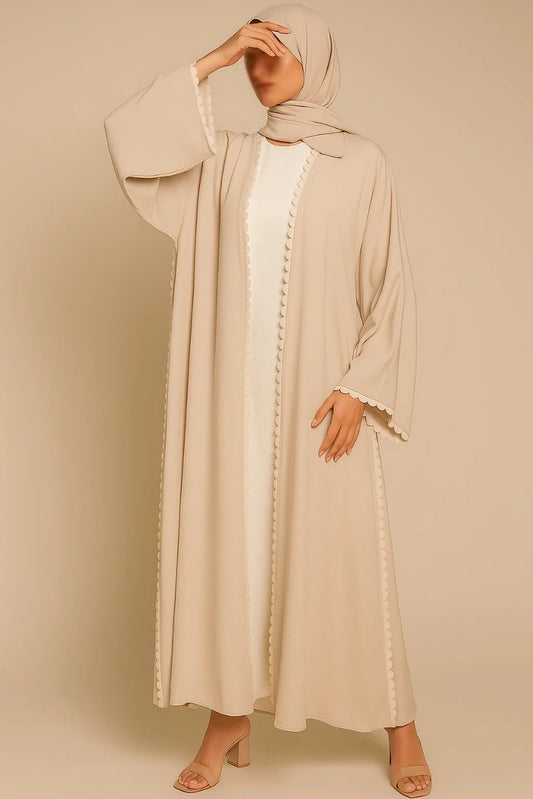 Beige Scallop Abaya