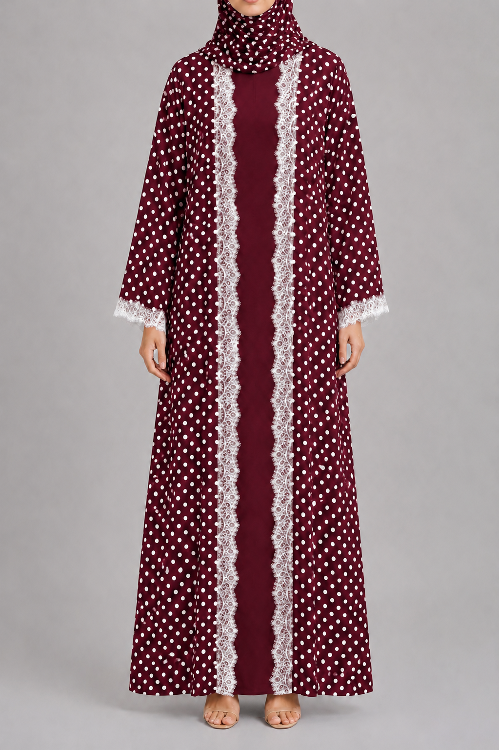 Maroon Polka Abaya