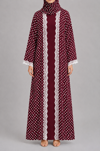 Maroon Polka Abaya