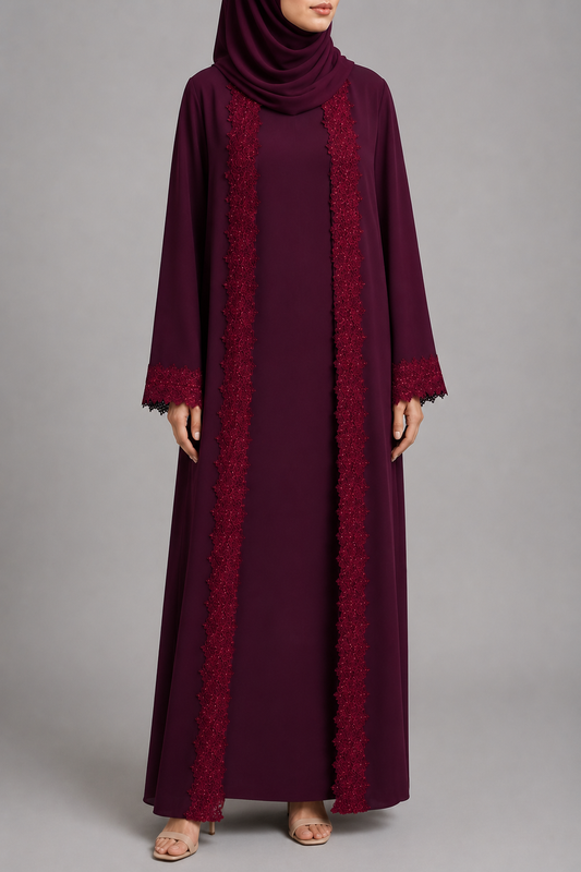 Red Ivora Lace Abaya
