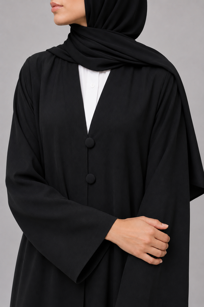 Black button abaya