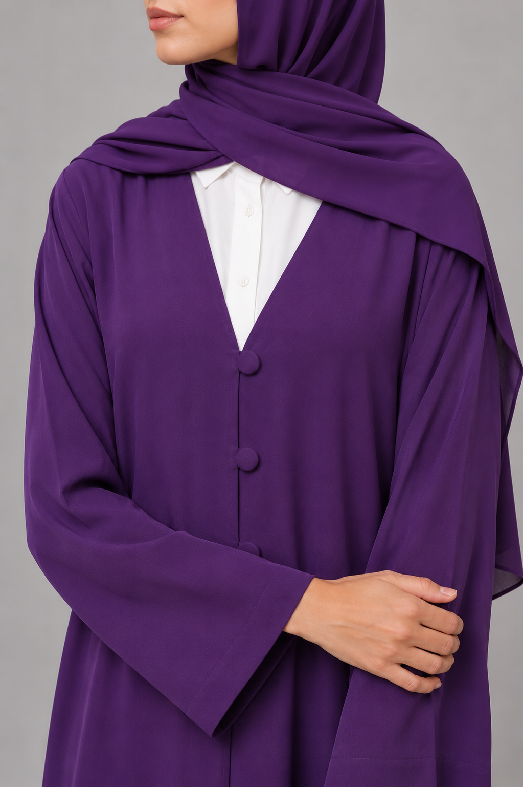Purple button abaya