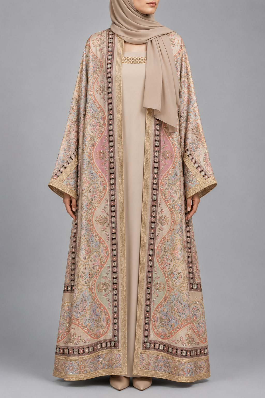 Warm Beige Zareen Abaya