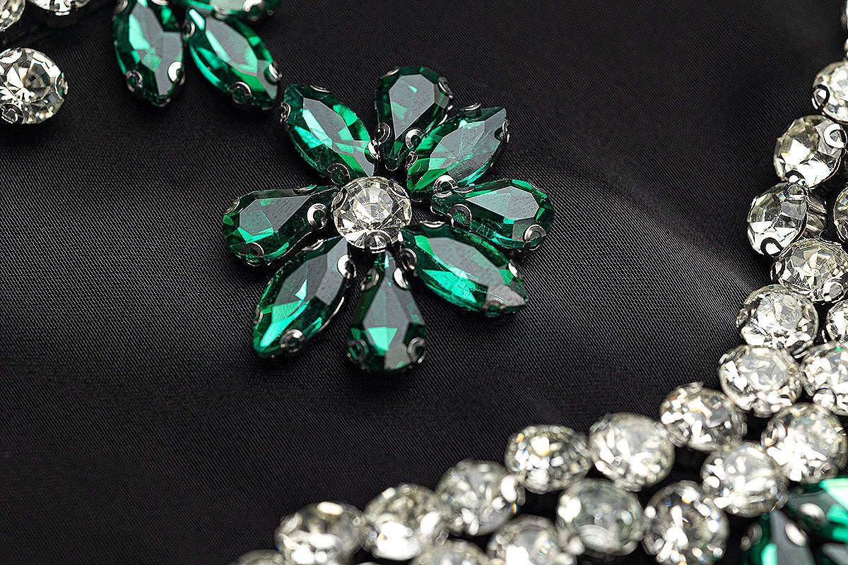 BA6077 Black Green Diamond Moissanite Jalabiya