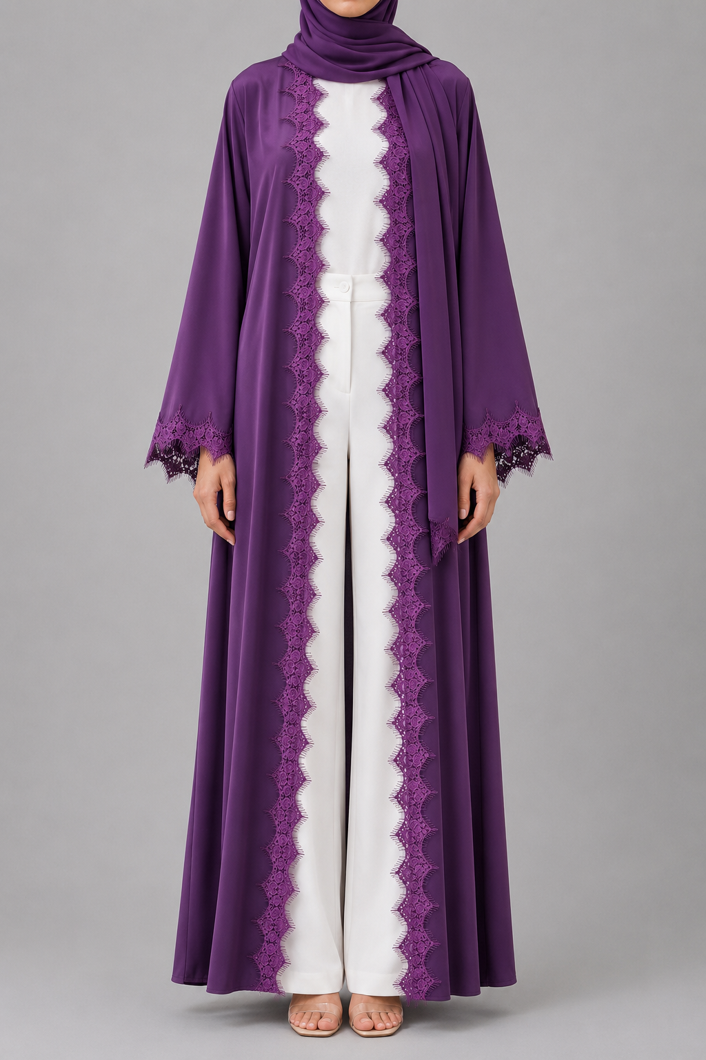 Purple fancy lace abaya