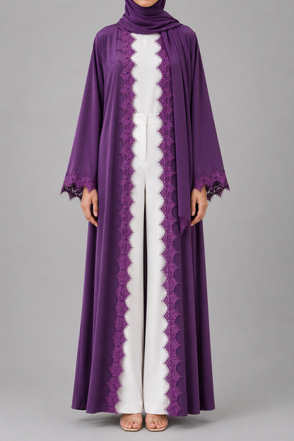 Purple fancy lace abaya