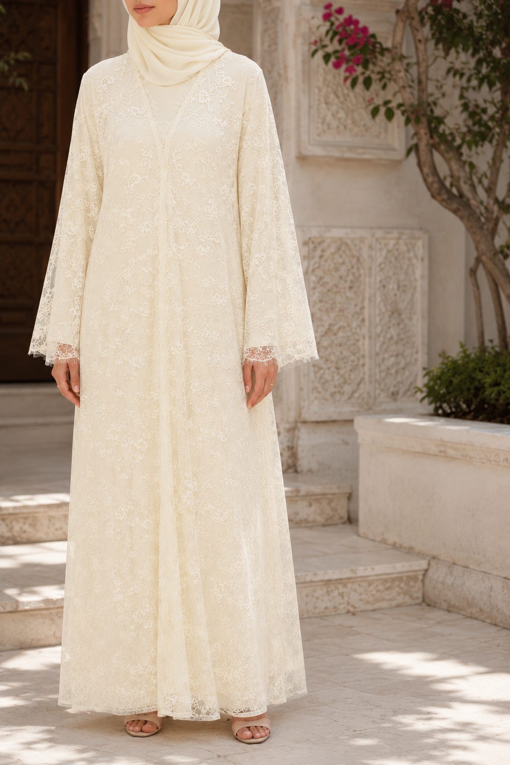 Butter Yellow Sheer abaya