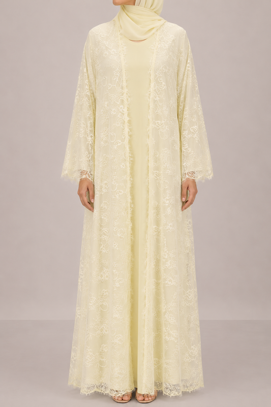 Butter Yellow Sheer abaya