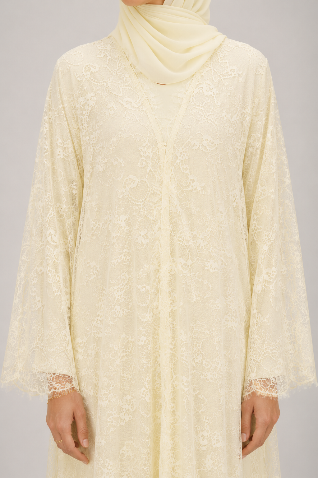 Butter Yellow Sheer abaya