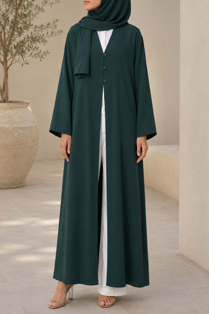 Emerald Green button abaya