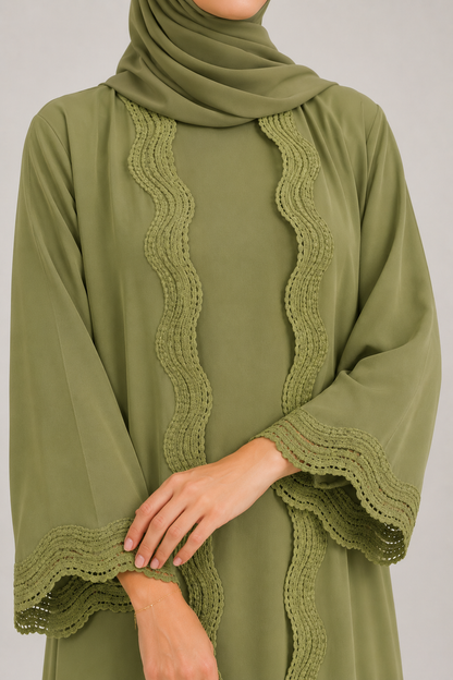 Pistachio lace abaya