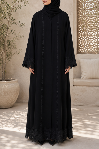 Sable Luxury lace abaya E19M