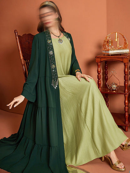BA4079 Green Idyllic Abaya