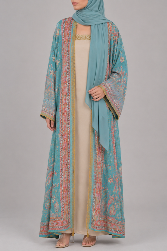 Ice Blue Zareen Abaya
